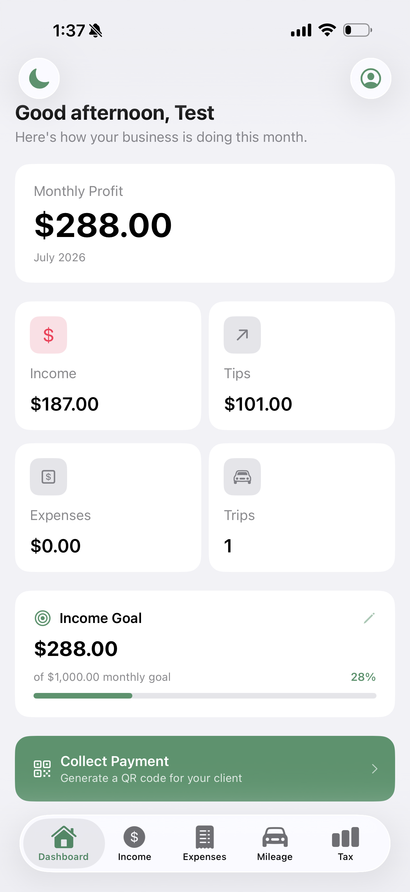SuitesBooks dashboard screen